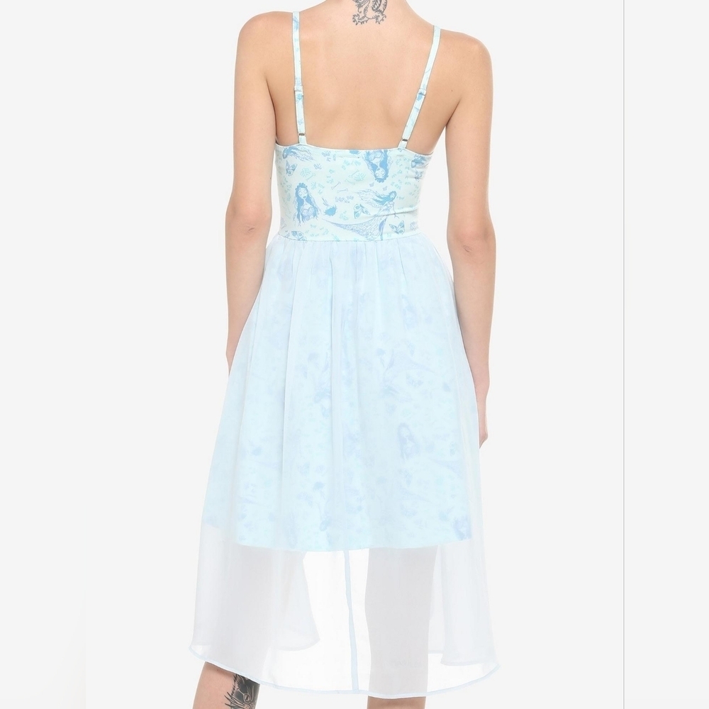 Hot Topic Corpse Bride Emily Flowy Lace-Up Cami hi low Dress xs light blue nwt - Picture 6 of 8